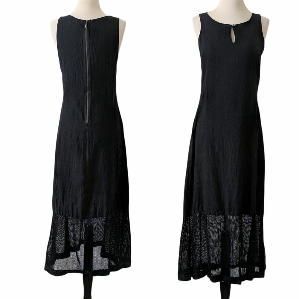 People Like Frank Women's Maxi Dress Black Exposed‎ Zipper Back Linen USA Size 2